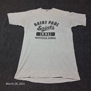 VTG Saint Paul Saints Baseball T Shirt Adult Size Large Gray Single Stitch